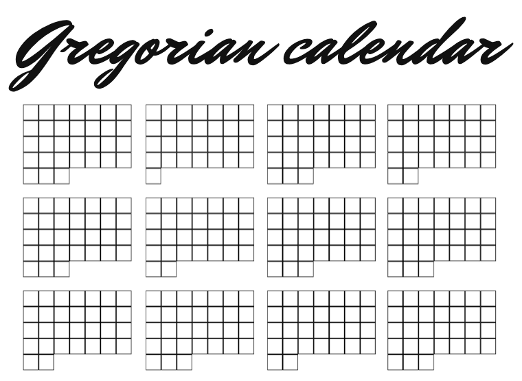 Gregorian calendar — 12 months of unequal length