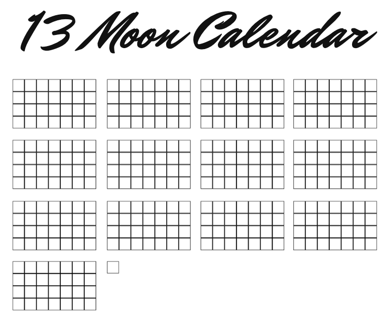13 Moon Calendar — 13 months of 28 days and the Day Out of Time